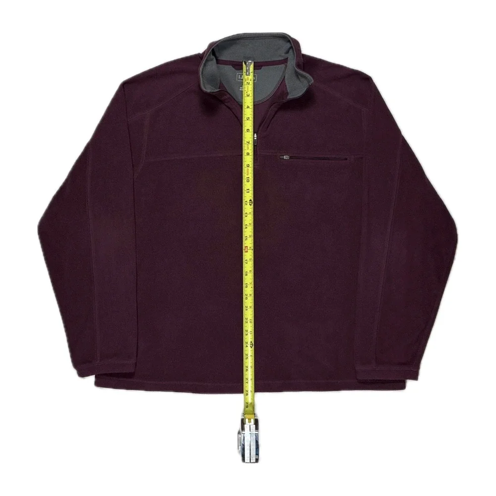 LL Bean burgundy purple front pocket 1/4 zip fleece sweatshirt mens XL